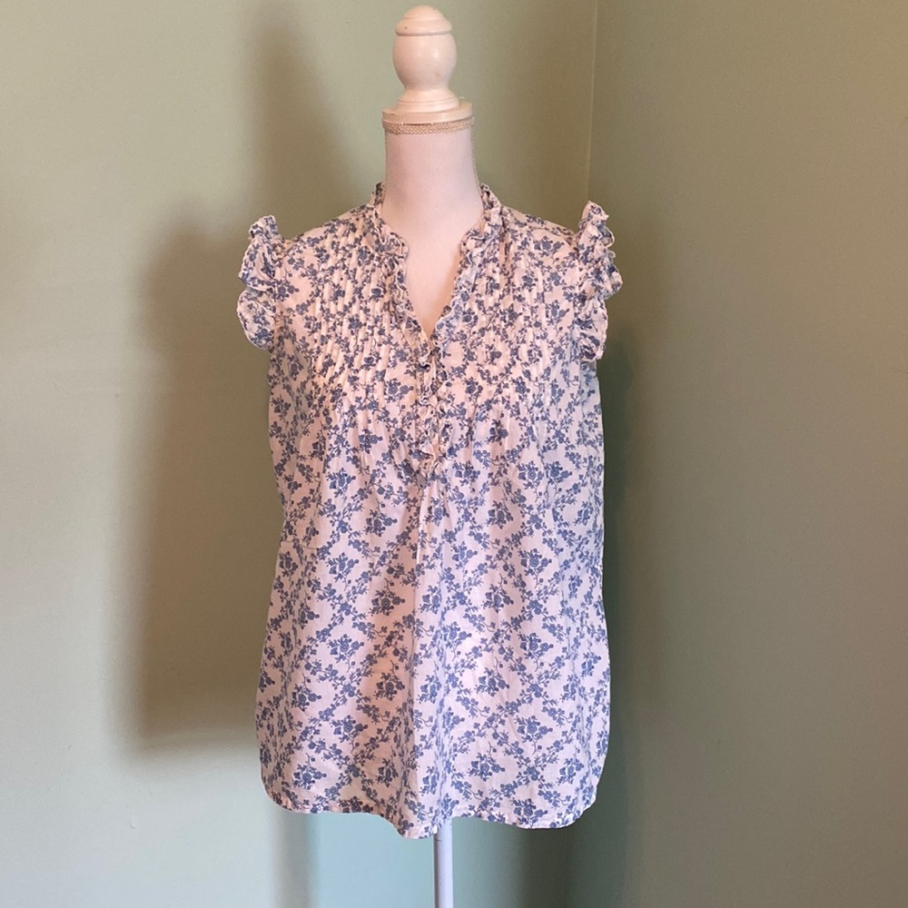 Architect Womens Medium Navy & White Ruffled Tunic